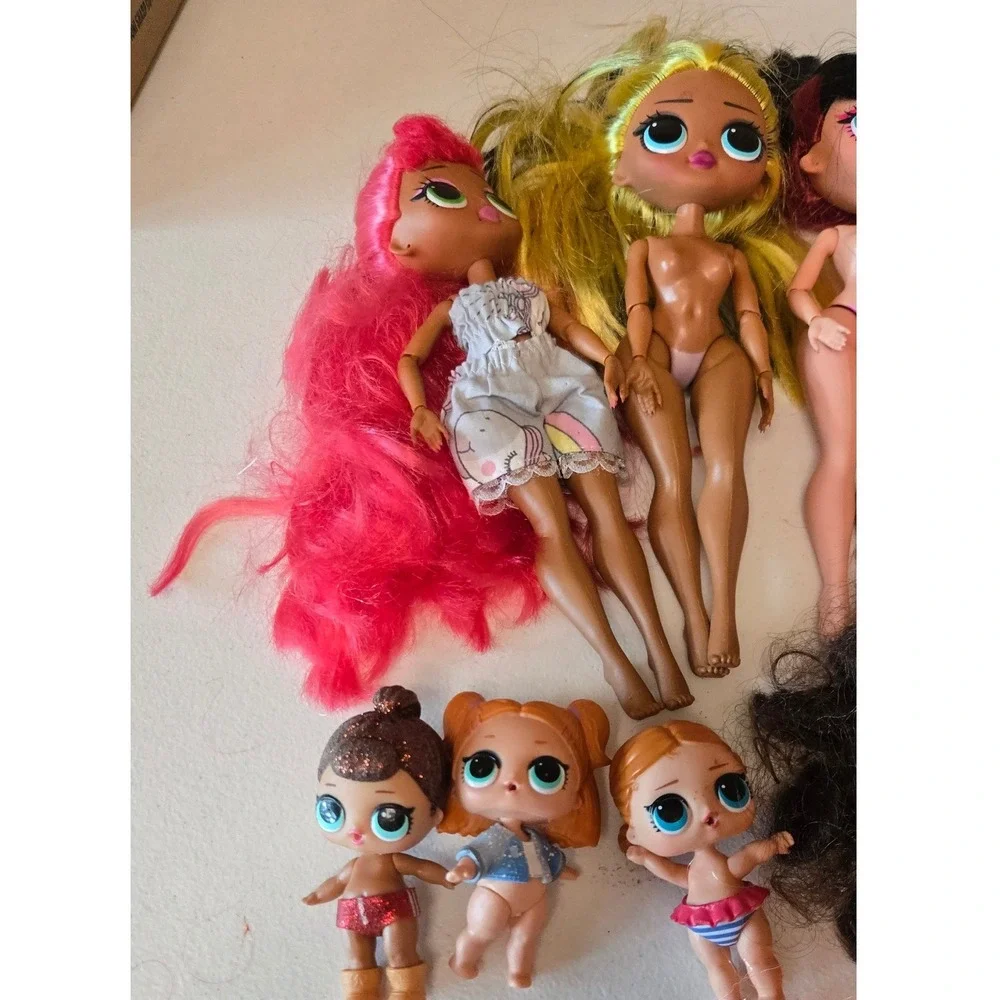LOL Surprise OMG JK Tots Doll Lot 11pc MGA Mixed Fashion Dolls Pink Orange Hair